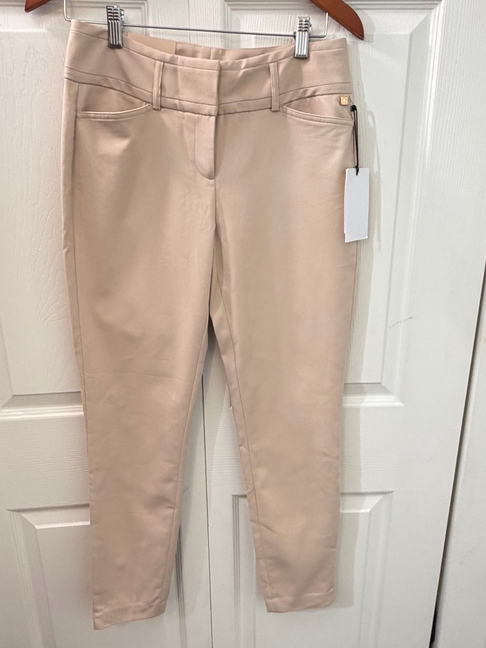 Ivanka Trump Georgia Peach Slim Ankle Pants Size 4 Beige Stretch NWT comfort